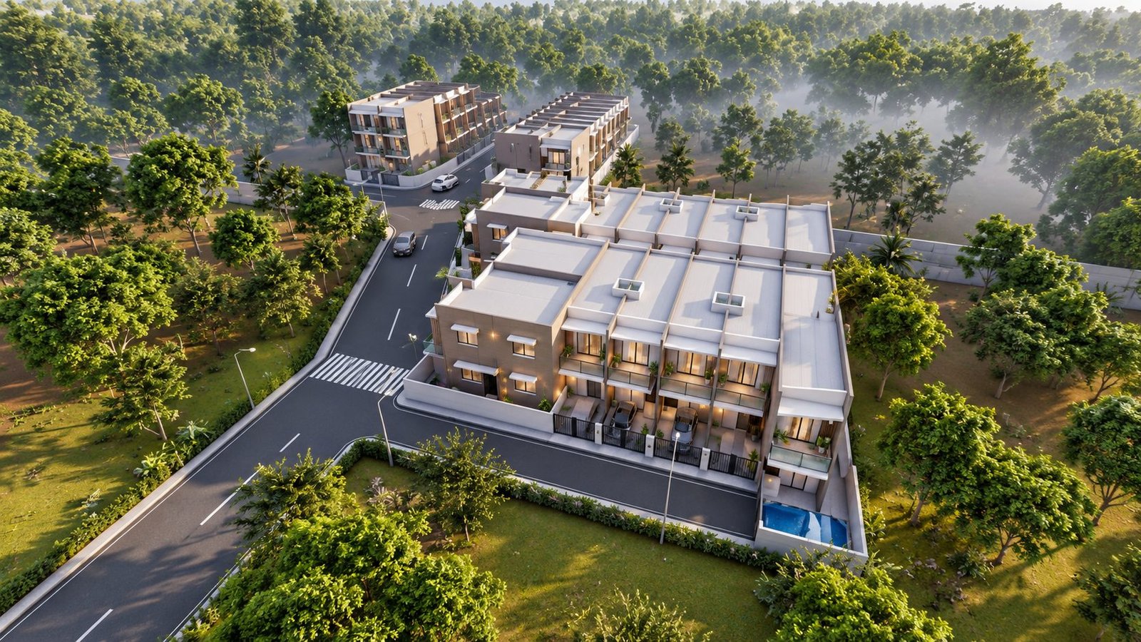 Aerial view of the development